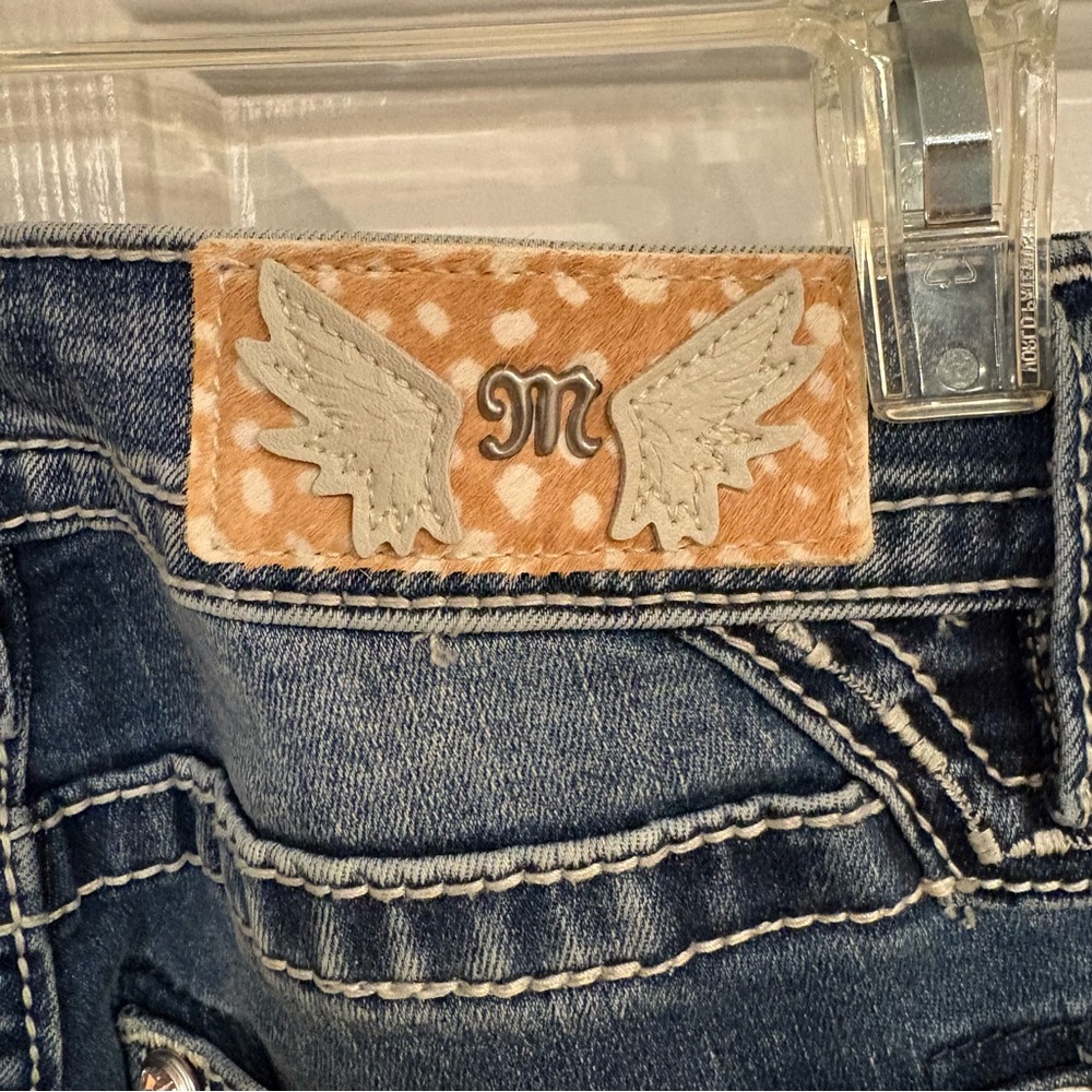 Miss Me Cow Print & Turquoise Bling Bootcut Jeans 28x34 NWT - Picture 9 of 11